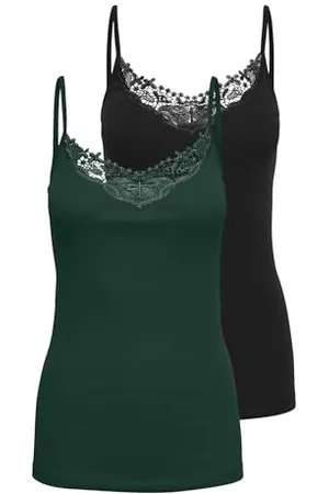 ONLY Onlkira Lace Singlet 2 Pack Noos, Czarny/opakowanie sosny pondarowej, S
