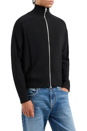 Armani Exchange Męski sweter Sleek z zamkiem błyskawicznym z żółwim dekoltem i wełną, , S