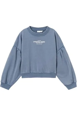 NAME IT Nkfotylle Ls Short Nreg Sweat Bru bluza dziewczęca, , 122-128