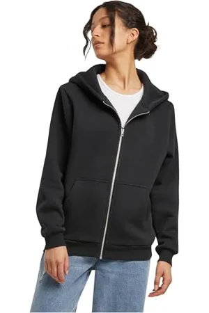 Build Your Brand Damska bluza z kapturem Fluffy Zip Hoody, przytulna kurtka z kapturem o luźnym kroju, do noszenia na co dzień i w czasie wolnym, , 4XL