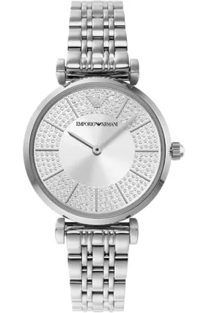 Emporio Armani Damski zegarek, mechanizm dwuwskazówkowy, koperta 32 mm w kolorze srebrnym ze stali nierdzewnej z paskiem ze stali nierdzewnej, AR11445