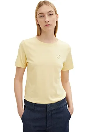TOM TAILOR Damski Basic T-shirt z haftem w kształcie serca 1034508, , XL