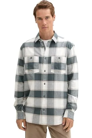 TOM TAILOR Męska koszula Comfort Fit w kratę, , XL