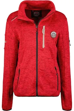 Geographical Norway Trincesse Damski ciepły polar damski z zamkiem błyskawicznym - kurtka jesienno-zimowa ciepła damska - długi rękaw sweter futrzany miękki komfort na zewnątrz (czerwony L),