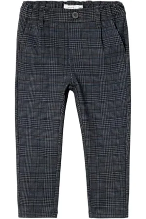 NAME IT Spodnie chłopięce Slim Fit, Dark Grey/Checks: Checks, 110