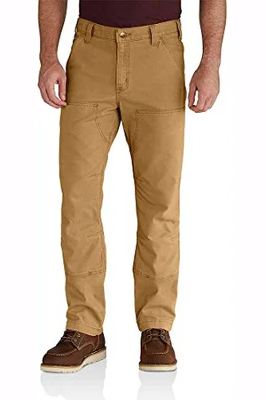 Carhartt Męskie spodnie robocze Rugged Flex z płótna ze wzmocnionym przodem, , 42W / 32L
