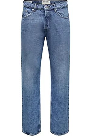 Only & Sons Męskie spodnie ONSEDGE Loose MID 4939 Jeans Noos, Medium Blue Denim, 30/32, , 30W / 32L