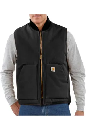 Carhartt Męska, luźny krój mocna kaczka izolowana kamizelka z kołnierzem prążkowanym, , XL
