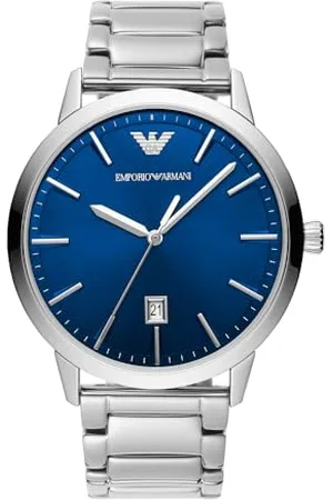 Emporio Armani Męski zegarek z trzema rękami, zegarek ze stali nierdzewnej, rozmiar obudowy 43 mm, , bransoletka