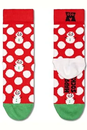Happy Socks Kids Snowman Sock, kolorowe i zabawne, Skarpety dla dzieci, Zielony- -Biały (2-3Y)