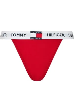 Tommy Hilfiger Damskie bikini Tanga (rozmiar zewnętrzny) UW0UW05622, dopasowane majtki, czerwone, L, , L