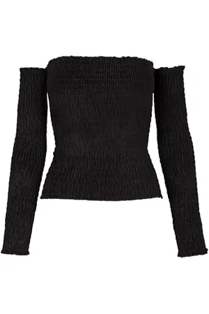 Urban classics Damska koszulka z długim rękawem Velvet Cold Shoulder Smoke L/S, , XS