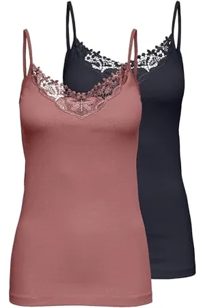 ONLY Onlkira Life Lace Singlet Top Noos, 2 sztuki, Niebieski (Night Sky Pack: Night Sky/Withered Rose), S