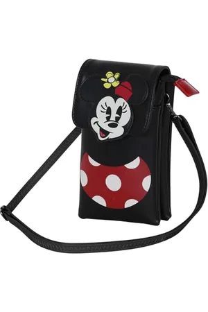 Disney Myszka Minnie Face-Torebka na Telefon, Czarna, 12 x 20 cm
