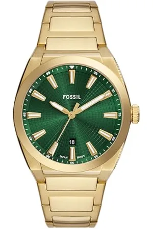 Fossil Męski analogowy zegarek kwarcowy z paskiem ze stali nierdzewnej FS6090, Złoty