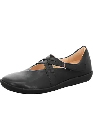 Think! Damen NATURE chromfrei gegerbte nachhaltige Halbschuhe, SCHWARZ 0000