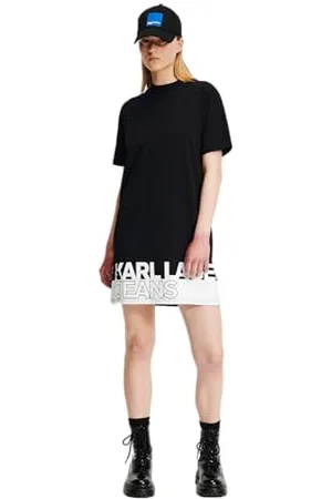 Karl Lagerfeld REGULAR FIT SUKIENKA TEE Z LOGO, CZARNA, XS