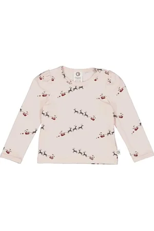 Müsli By Green Cotton Niemowlęta dziewczynka Santa Puff L/S T-shirt, Nightingale/Cabernet/Balsam Cream, 56 cm