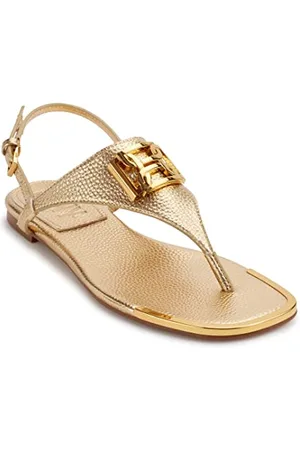 DKNY Płaskie skórzane sandały Raylan, Sandalia Mujer, Dorado, 38.5 EU, 5.5 UK