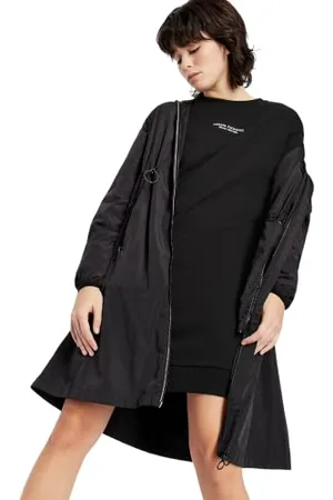 Armani Exchange A|X damska bluza z logo Milano/New York, luźna sukienka, czarna, średnia