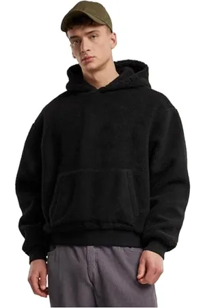 Urban classics Męska bluza z kapturem oversized Teddy Hoody, swobodna męska bluza z kapturem z miękkiego pluszowego futra, oversize fit, , 4XL