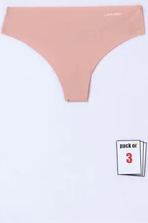 Calvin Klein Thong 3Pk 000QD3558E stringi, różowe (Subdued W. Ivory Logo (3), XS damskie, , XS