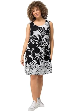 Ulla Popken Odzież damska Plus Size Curvy Mixed Flower Print Sukienka Bez Rękawów 829214, , 54-56