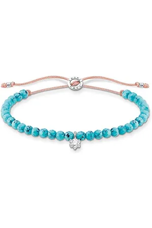Thomas Sabo Bransoletka turkusowe perły z białym kamieniem, srebro wysokiej próby 925, długość 13-20 cm