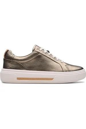 Clarks Premium Damskie tenisówki Hollyhock Walk, metaliczne, 40 EU, , 40.5 EU