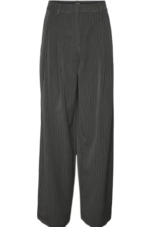VERO MODA VMSILJE MW Wide Pinstripe Pants Pants, , 36W / 32L