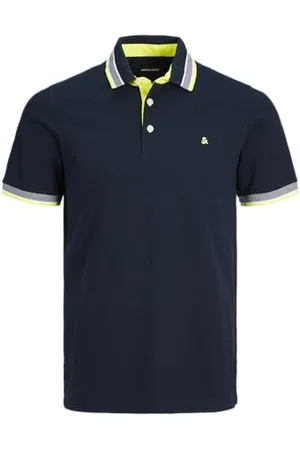 JACK & JONES JACK&JONES PLUS Męska koszulka polo JJEPAULOS Polo SS NOOS PLS, granatowa/szczegóły: NEON, 3XL
