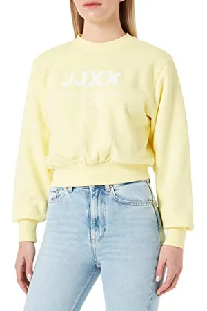JACK & JONES Jack&JONES JXBELLA LS Relaxed Vint Sweat SN bluza damska, żółta/szczegóły: jasny biały nadruk CALI 1, XL