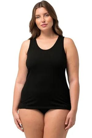 Ulla Popken Damskie body modelujące, szerokie ramiączka, podkoszulki, czarne, normalne, , 42-44
