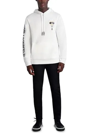 Karl Lagerfeld Paris Męska bluza z kapturem z postacią Karla, biała, S, , S
