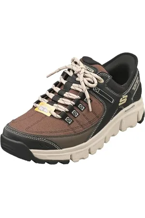 Skechers Męskie buty wsuwane bez użycia rąk, trampki w trampkach, brązowe syntetyczne/siatka/taupe, 40 EU, , 41 EU
