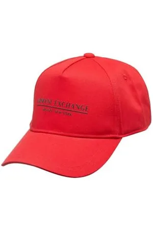 Armani Exchange Męska czapka z daszkiem Essential, Milano/New York, logo Lettering, Red/Blue, jeden rozmiar