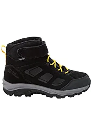 Jack Wolfskin Dzieci uniseks VOJO LT TEXAPORE MID K buty na zewnątrz, Czarny/burly Żółty XT, 30 EU