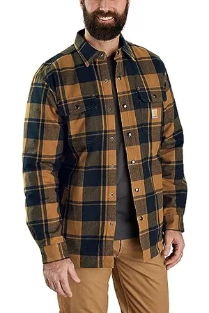 Carhartt Męska koszula z podszewką Sherpa z kołnierzem zapinanym na guziki, brązowy ( Brown), XL
