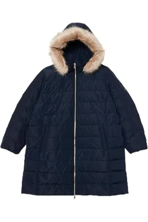 Tommy Hilfiger Damski płaszcz CRV TYRA HERITAGE z futrem WW0WW44276 Puffer Coat Desert Sky, 50, , 50