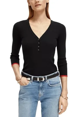 Scotch&Soda Damski sweter z guzikami Skinny Rib Jumper, , L