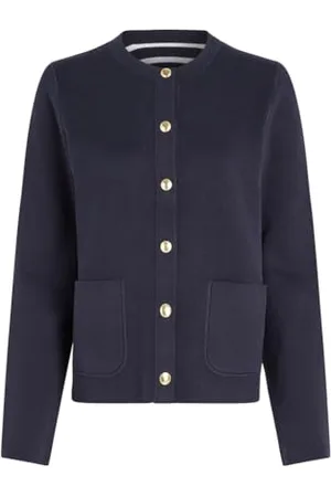 Tommy Hilfiger Damska koszulka CO STCH dwustronna Cardi WW0WW40846, kardigan, beżowy, S, Beżowy (Breton Stp Ivory Petal/Dsrt Sky), S