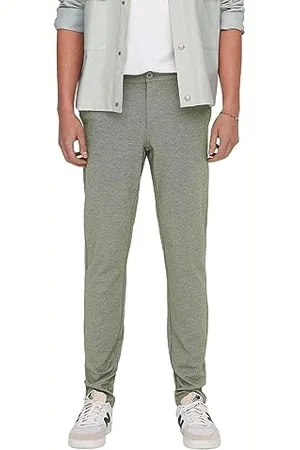 Only & Sons Męskie spodnie chinosy ONSMARK 0209 - Slim Fit - Olive W27-W38 Stretch, , 34W / 34L