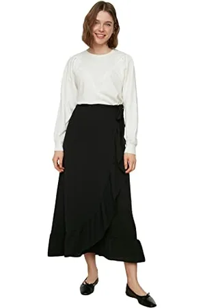 Trendyol Kobiety Design Midi Wrapover Regularne tkane skromne spódnice, , 68