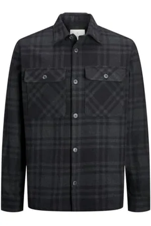 JACK & JONES Męska kurtka koszulowa JPRRAYMOND Melange Check Overshirt LS SN, , M, , M