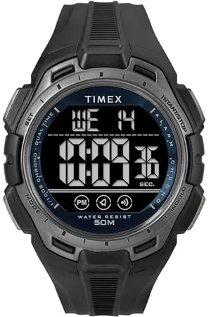 Timex Sport zegarek uniseks 43 mm – pasek z PU, tarcza cyfrowa, koperta w kolorze czarnym, TW5M63800