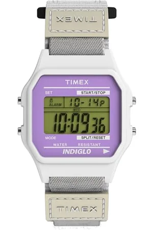 Timex Main Street zegarek uniseks 36 mm – pasek nylonowy, tarcza cyfrowa, koperta w kolorze białym, TW2W72300