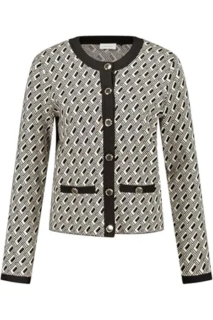 Gerry Weber Kurtka dzianinowa, Kremowy/Black Graphic Jacquard, 42