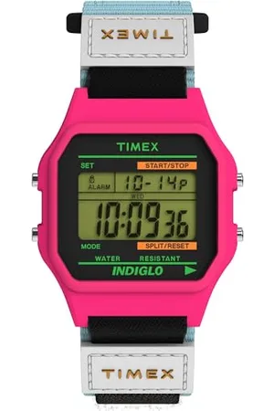 Timex Main Street zegarek uniseks 36 mm – pasek nylonowy, tarcza cyfrowa, koperta w kolorze różowym, TW2W72200