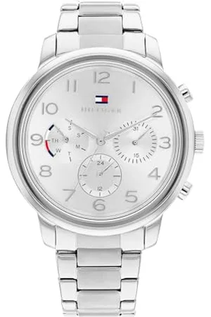 Tommy Hilfiger Analogowy wielofunkcyjny zegarek kwarcowy dla kobiet ze srebrną bransoletką ze stali nierdzewnej - 1782523, , bransoletka