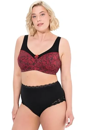Ulla Popken Damski duży rozmiar, duże rozmiary, plus size, biustonosz odciążający, nadruk koronkowy, bez fiszbin, miseczki C - F, , 95C